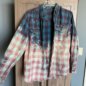 Tie-dye bleach flannel Size S